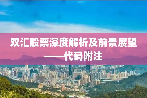 雙匯股票深度解析及前景展望——代碼附注