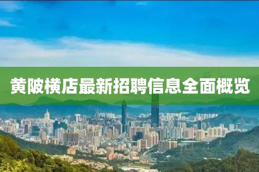 黃陂橫店最新招聘信息全面概覽