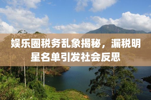 娛樂圈稅務(wù)亂象揭秘，漏稅明星名單引發(fā)社會(huì)反思