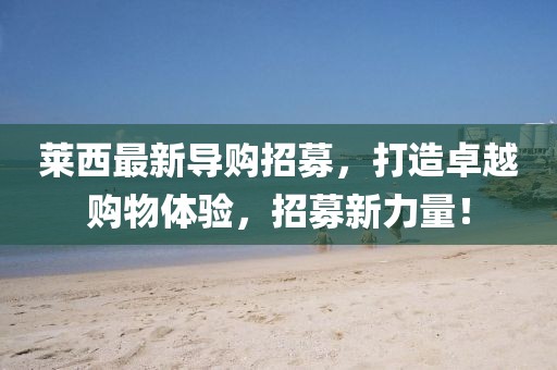 萊西最新導(dǎo)購招募，打造卓越購物體驗(yàn)，招募新力量！
