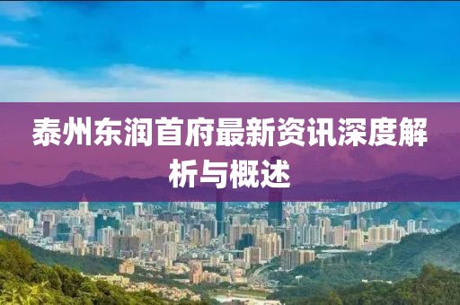 泰州東潤(rùn)首府最新資訊深度解析與概述