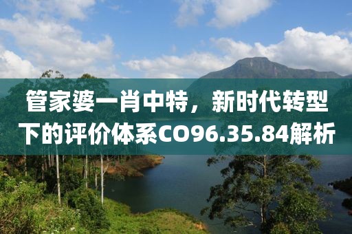 管家婆一肖中特，新時代轉(zhuǎn)型下的評價體系CO96.35.84解析