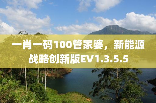 一肖一碼100管家婆，新能源戰(zhàn)略創(chuàng)新版EV1.3.5.5