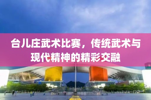 臺兒莊武術(shù)比賽，傳統(tǒng)武術(shù)與現(xiàn)代精神的精彩交融