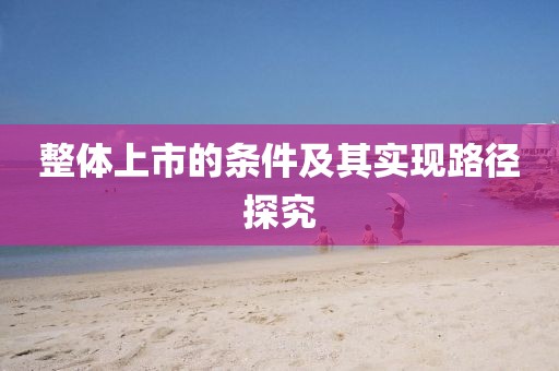 整體上市的條件及其實現(xiàn)路徑探究