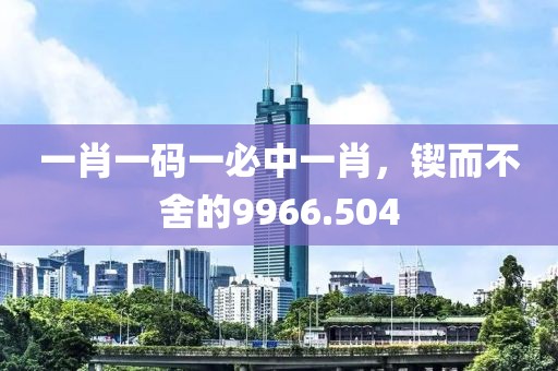 一肖一碼一必中一肖，鍥而不舍的9966.504