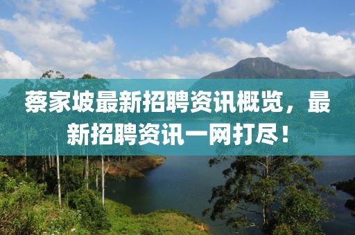 蔡家坡最新招聘資訊概覽，最新招聘資訊一網(wǎng)打盡！