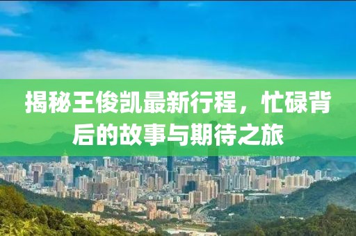 揭秘王俊凱最新行程，忙碌背后的故事與期待之旅