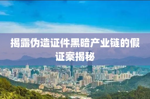 揭露偽造證件黑暗產(chǎn)業(yè)鏈的假證案揭秘